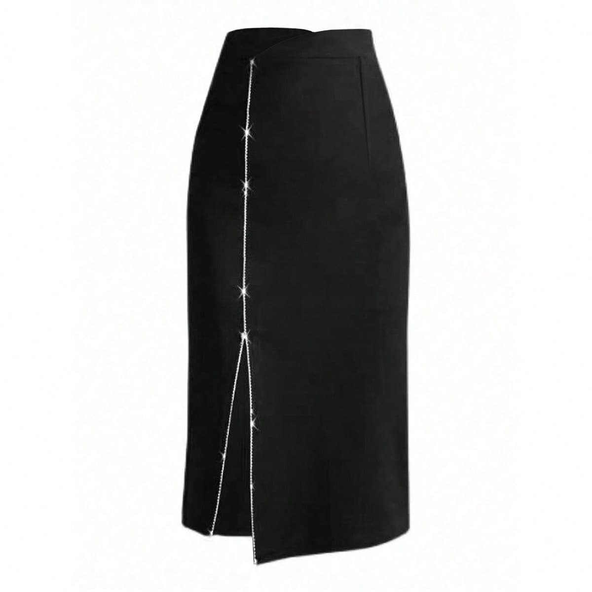 Jupe simple et Ã la mode grande taille Ã coupe ample et style polyvalent pour porter au quotidien et au bureau, fente latÃ©rale pour montrer la jambe