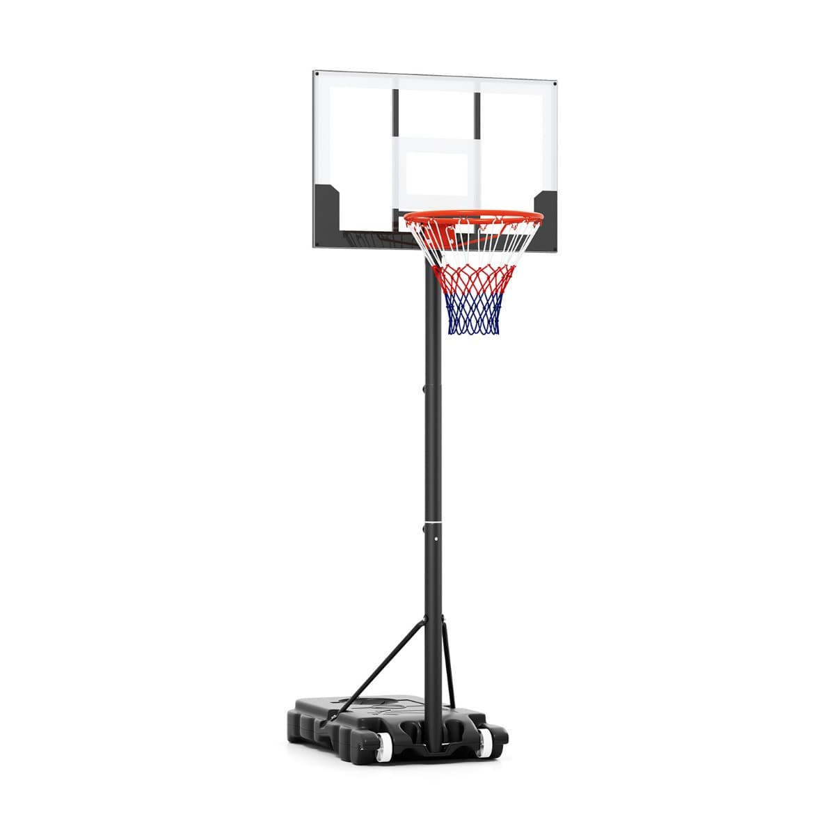 CostwayPanier de Basket-Ball Hauteur Réglable 100-212 cm Support de Basketball Mobile avec Panneau Arrière Résistant aux Chocs Blanc + Noir